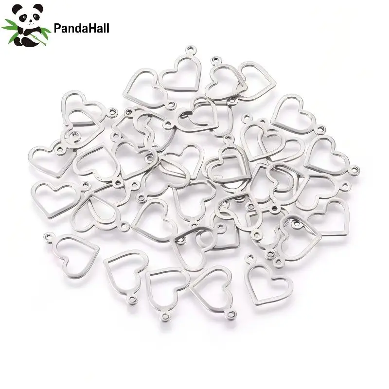 PandaHall 20個入り 304ステンレス鋼 ドロップハート ムーンスター ひし形チャーム DIYパーツ ネックレス ブレスレット ジュエリー製作用