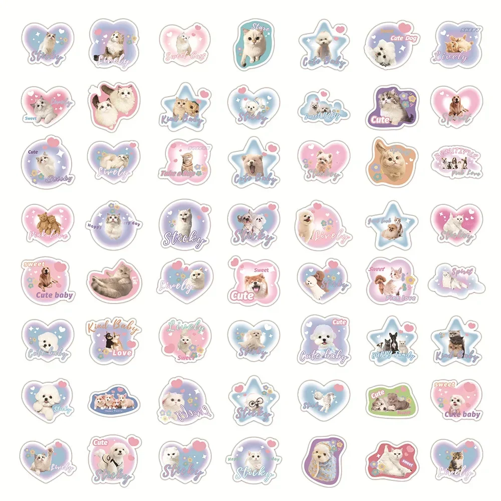 60 pçs dos desenhos animados filhote de cachorro gatinho adesivos ins decoração mala scrapbooking telefone portátil papelaria kawaii cão criança brinquedo adesivo