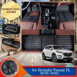 Car Leather Floor Mat for Hyundai Tucson TL 2016~2021 2017 2018 2019 Foot Waterproof Inner Liner Carpet Pad Custom Accessories