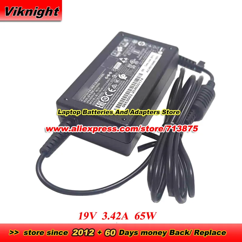 

19V 3.42A 65W AC Adapter A18-065N3A A12-065N2A A11-065N1A CPA09-A065N1 A065R051L-CL02 A11-065N1A CPA09-004B with Free Power Cord