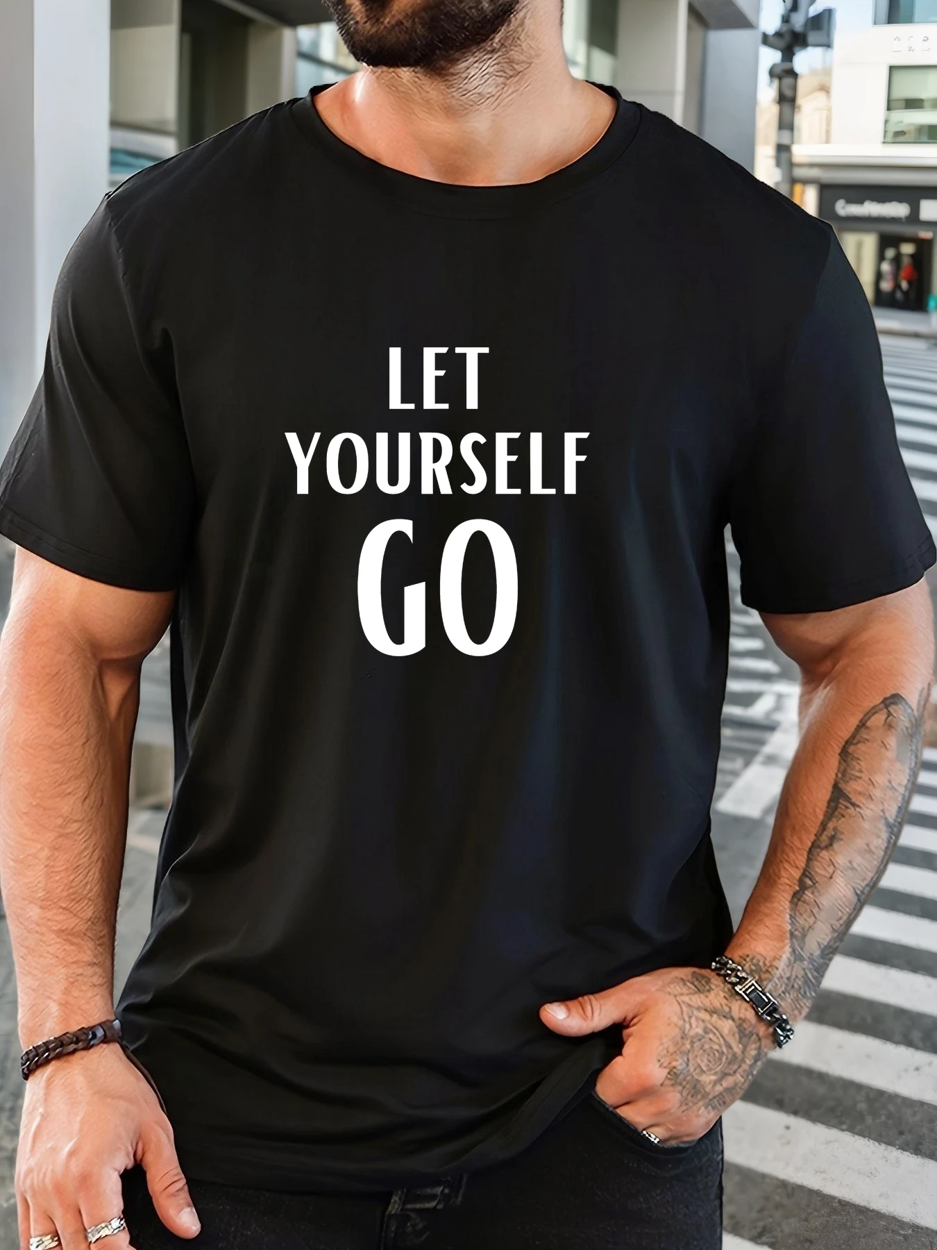 

2025 Summer Men's Cotton Oversized Tee English Letter Graphic Print Trendy Casual Streetwear Short Sleeve Breathable Round Neck