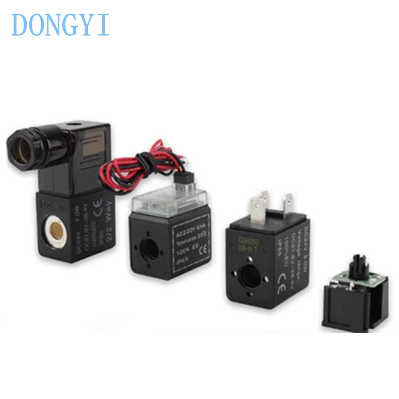 Bobina de válvula solenoide 4V21008 4V31010 7,0 W 7,0 VA AC220V DC24V AC36V Terminal tipo ojal diámetro interior 9mm altura 30mm