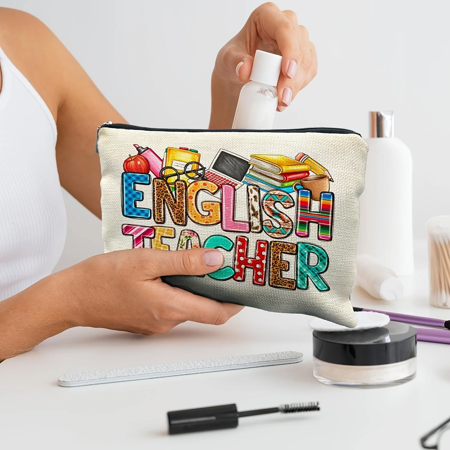 English Teacher Makeup Bag English Teacher Gifts For Women Teacher Appreciation Gifts Gifts For English Teachers Cosmeti
