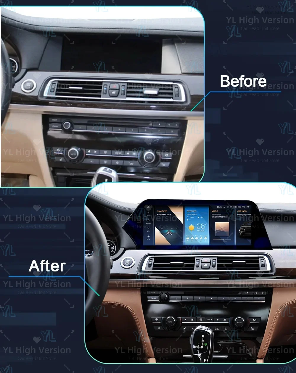 ym Android 15 Radio Gps Navigation Auto Carplay For BMW 7 Series F01 F02 2011-2017 Car Multimedia Player Blade Screen Unit BT 5.