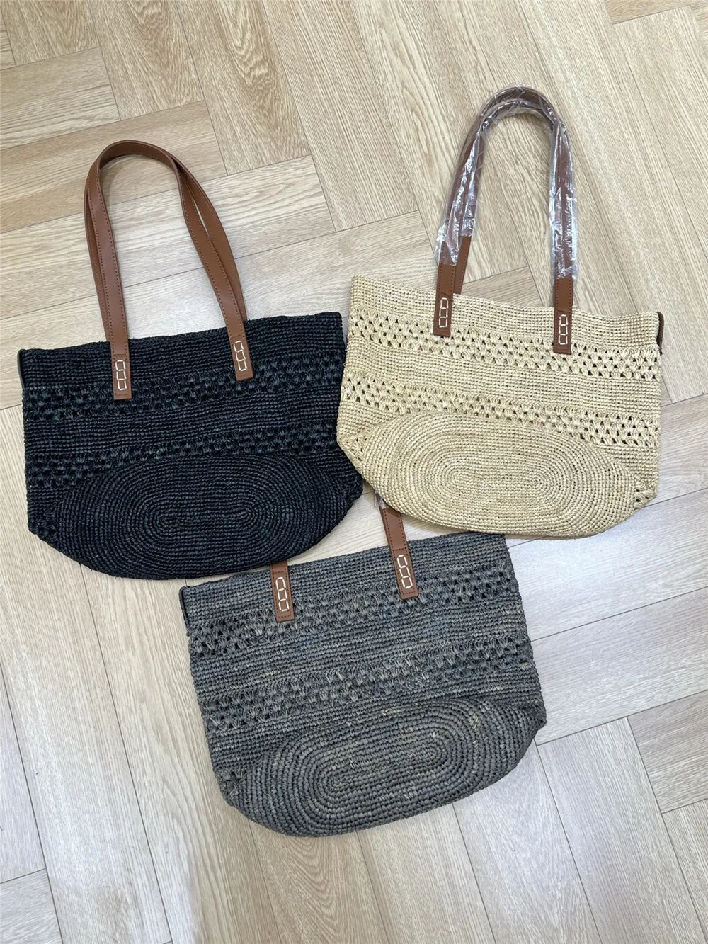 Summer Vacation Travel Raffia Straw Bag For Women's Large Capacity Beading Tote Bags