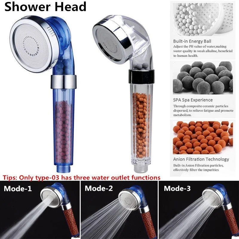 High pressure water-saving and healthy negative ion filtration shower in bathroom, handheld shower nozzle