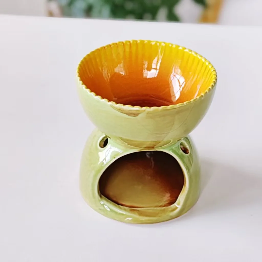 Ceramic Aroma Wax Burner Candle Holder, Dual Purpose Hamster Nest Hideout Bedroom Garden Table Decor Craft Ornament