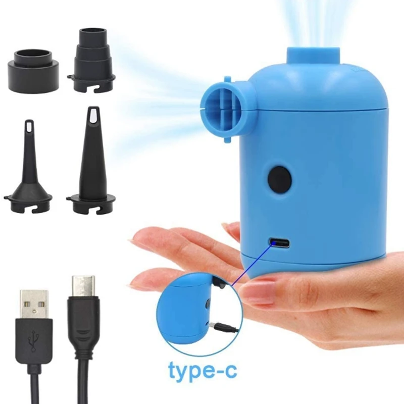 

USB Electric Air Pump Portable,Mini Air Pump with 4 Nozzles, Pumps for Inflatable Pool Air Mattress Beds Boats.