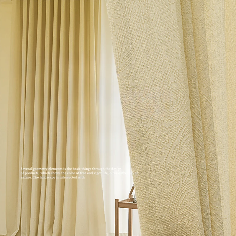 

French Tulle Cortinas for Living Dining Room Bedroom Relief Embroidery Transmitting Leaf Tulle Thickening Jacquard Tulle Cortina