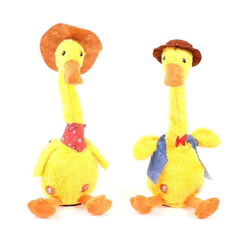 Dancing Duck Electronic Plush Toys Repeat Talking Toy Can Sing Record Voice Interactive Toy With USB Funny Gift For Kids