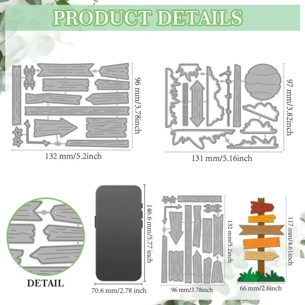 Wooden Road Sign Metal Cutting Dies Outdoor Guidepost Die Cuts Hanging Signage Embossing Die Cut Stencils Decorative