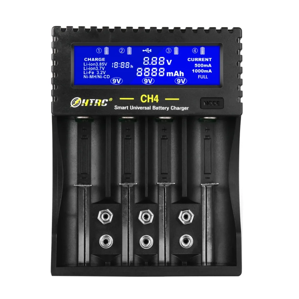 HTRC CH4 Battery Charger Li-ion Li-fe Ni-MH Ni-CD Smart Fast Charger for 18650 26650 6F22 9V AA AAA 16340 14500 Battery Charger