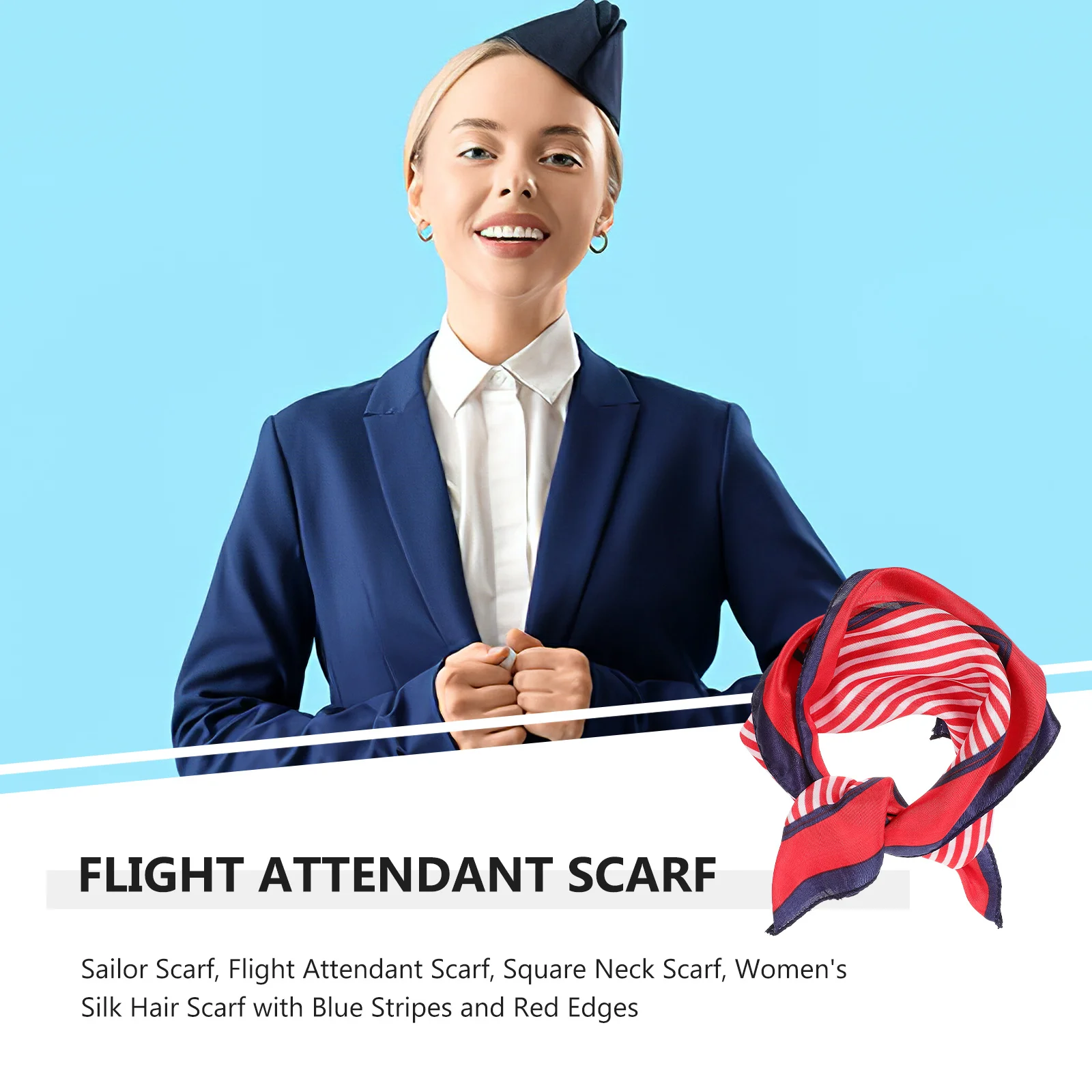 

4pcs Silk Square Neck Scarf Flight Attendant Kerchief For Women Lightweight Stage Uniform Accessory Neck Scarf