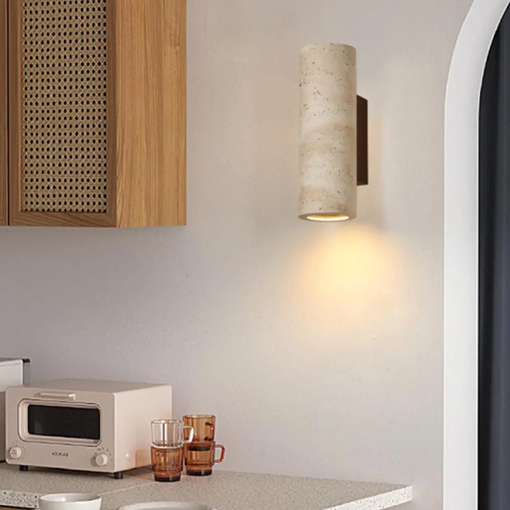 Vintage Wabi Sabi Yellow Travertine Sconce Homestay Restaurant Atmosphere Hallway Staircase Feature Wall LED Wall Light
