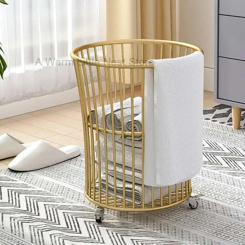 

Nordic Light Luxury Dirty Clothes Storage Basket Gold Laundry Dirty Clothes Basket Household Modern Dirty Clothes Basket
