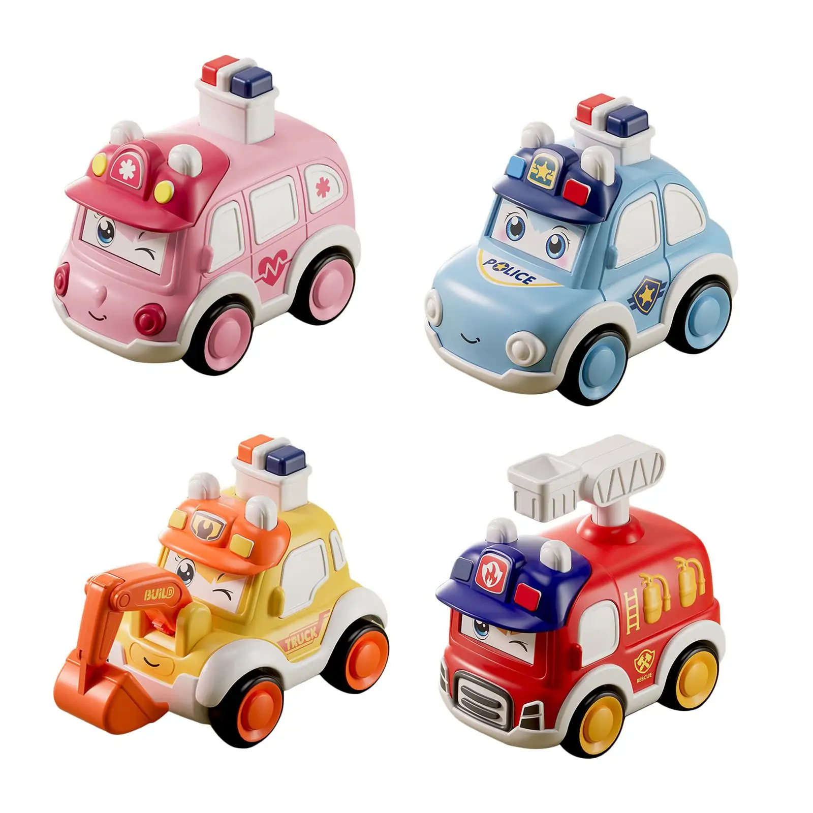 Inertia Push and Go Car Cute ABS Plastic Miniature Vehicle Toy for Children's Learning and Play