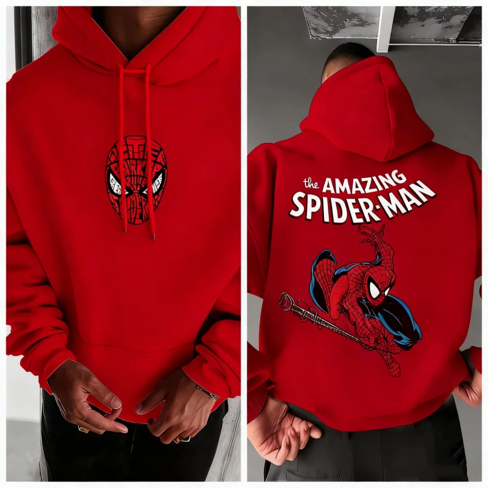 

Marvel Spider-Man Men's Hoodie Autumn and Winter Warm All-match Men's Sweatshirt Fashion Trend Street Men's Clothing Tops