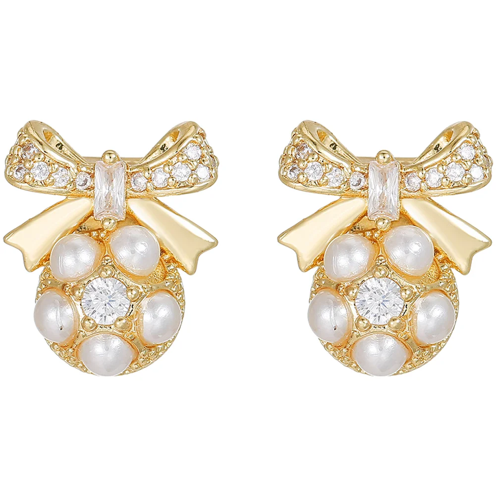 Clip Earrings for Women Elegant Butterfly Motif with Pearl Inlay Copper Base Lightweight Comfortable No Piercing