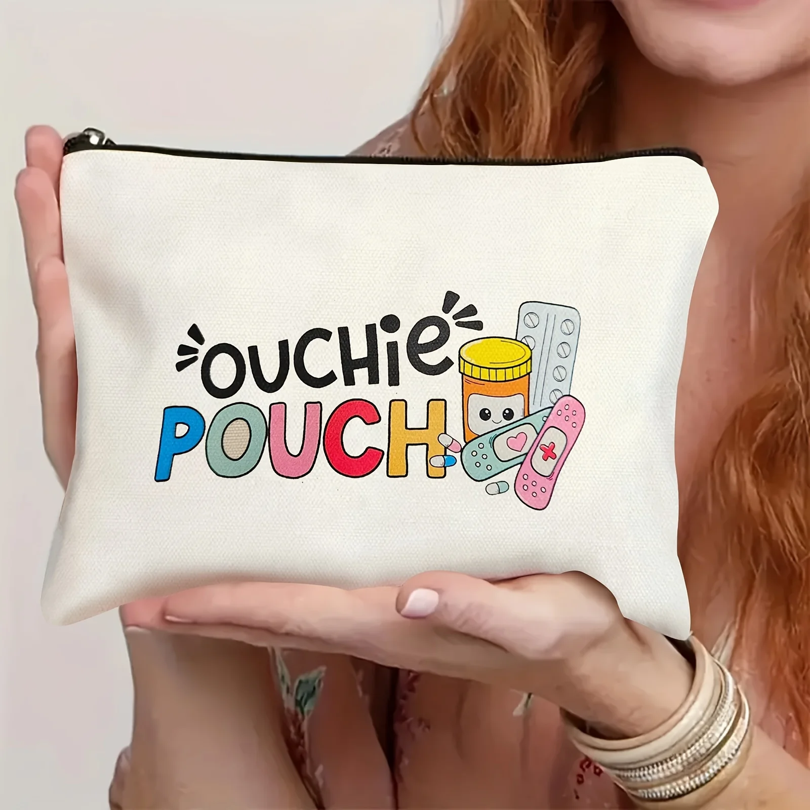 Reusable Travel Cosmetics and Pill Storage Bag with Zipper, Hypoallergenic, Beige Perfect Gift for Birthday and Christmas