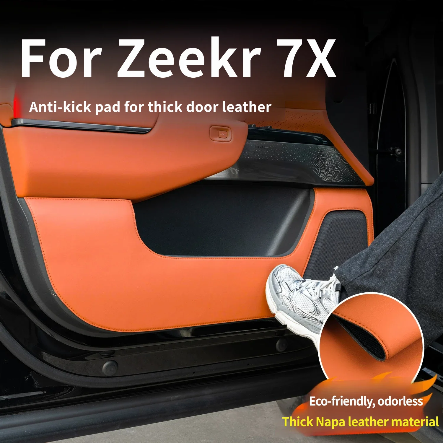 For ZEEKR 7X 2025 2026 Car Door Leather Anti Kick Pad Side Dustproof Edge Protector Sticker Interior Auto Accessories
