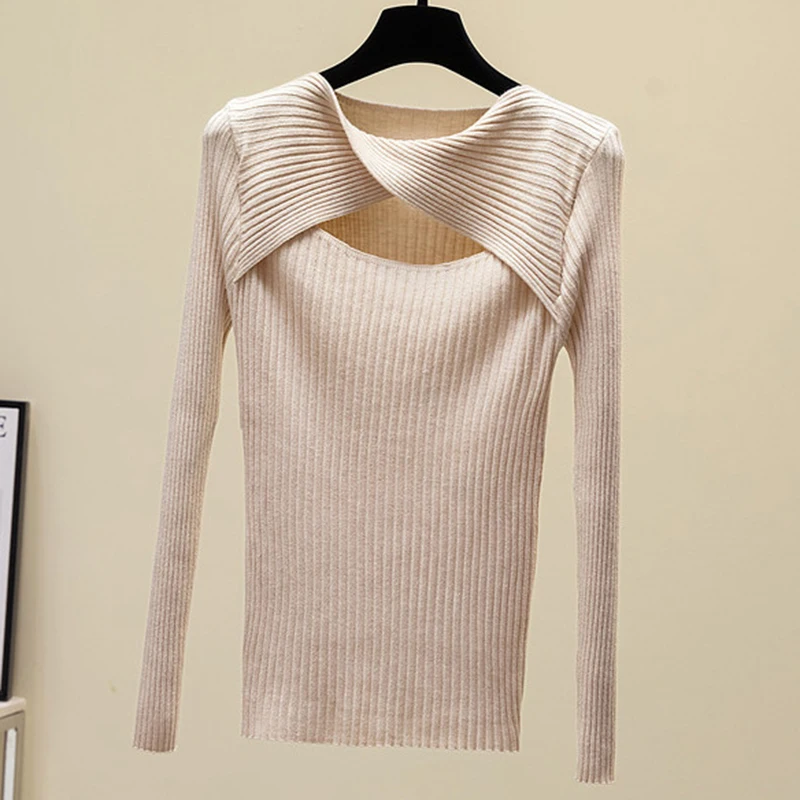 

Korean Womens Clothing 2023 Autumn Winter Hollow Out Sweaters Women Long Sleeve Tops Female Casual Knitted Pullover Pull Femme