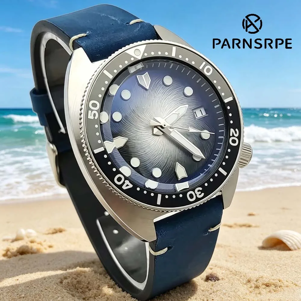

41mm Men's NH35 Watch, 316L Steel Case, Sapphire Crystal, Leather Strap, Sterile Dial, Luminous Waterproof Automatic Mechanical