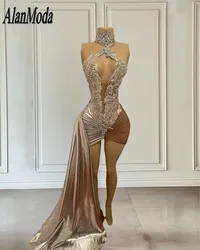 Luxury Short Prom Dress For Women 2023 High Neck Diamond Dresses For Your Birthday Beading Party Gowns Vestidos De Graduación