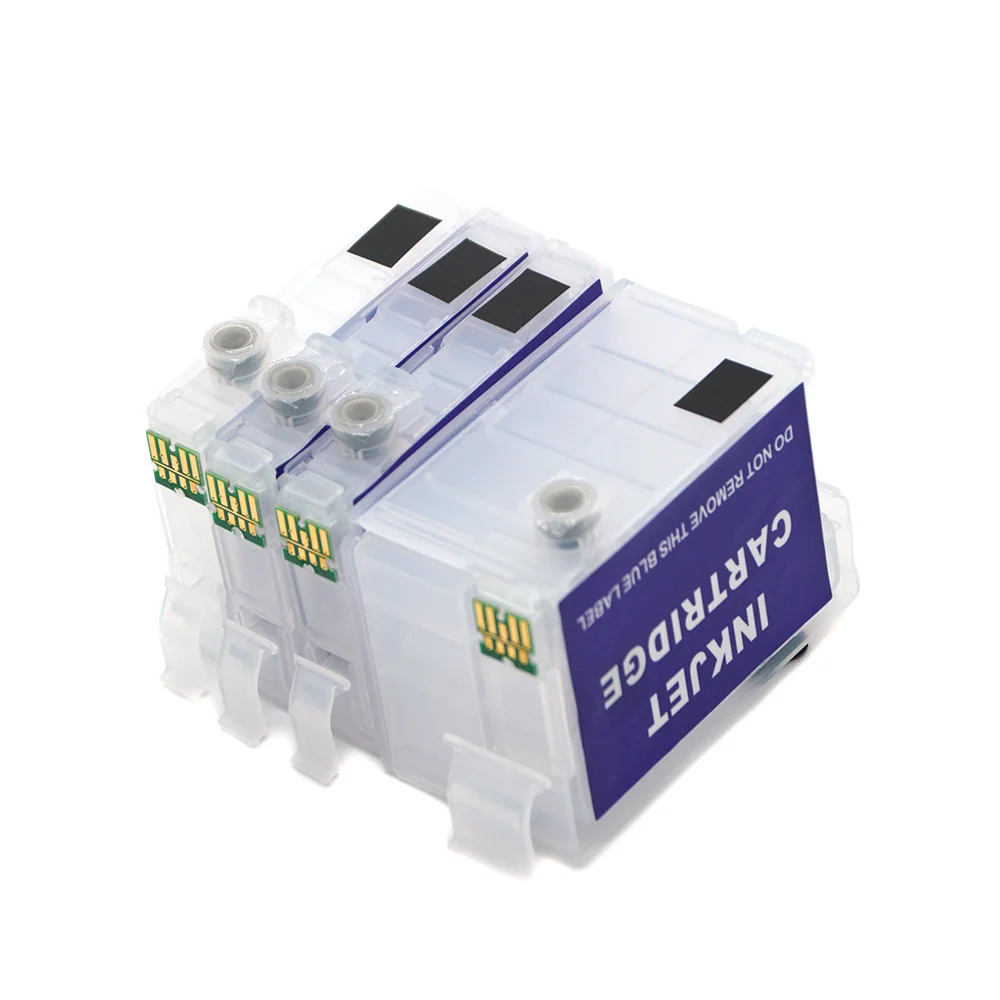 Cartucho de tinta recarregável de 4 cores com chip de reinicialização automática para impressora Epson WF 3620 3640 7110 7210 7610 7620 7710 7715 7720