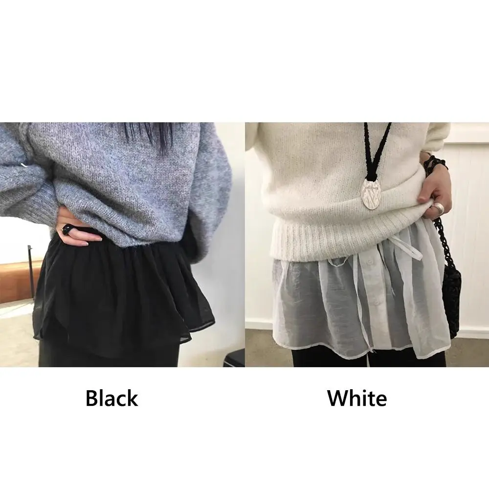 Nieuwe geborduurde bloem kant minirok zien door Y2K streetwear ruches rokken harajuku butt gordijn jeans decoratie