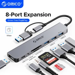 ORICO Type C HUB USB HUB 3.0 4-Port Splitter USB HUB Adapter Expansion Dock Ultra-Slim OTG Adapter For PC Computer Accessories