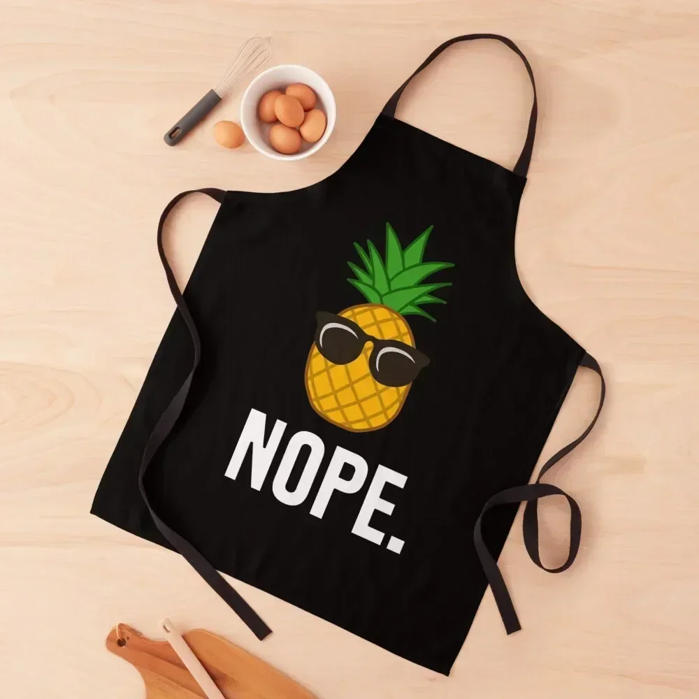 

Funny Pineapple with Cool Glasses and 'Nope' caption Apron For Cooking Woman Work waiter Apron