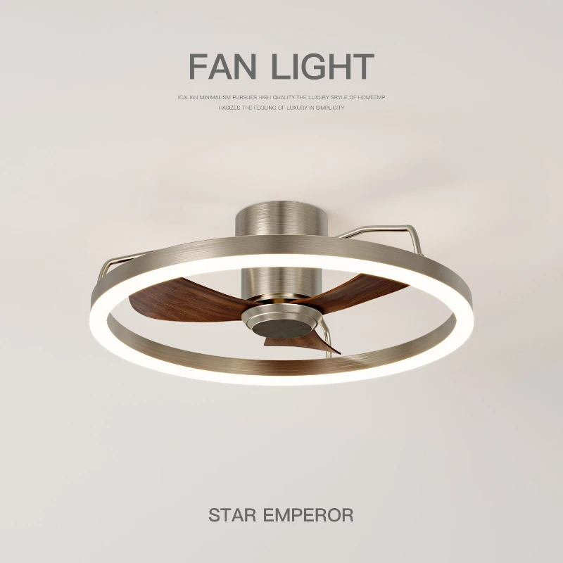 20 Inch Flush Mount Ceiling Fan with LED Light, DC Motor 6-Speed Remote Control Dimmable Fan Lamp for Bedroom LivingRoom Kitchen
