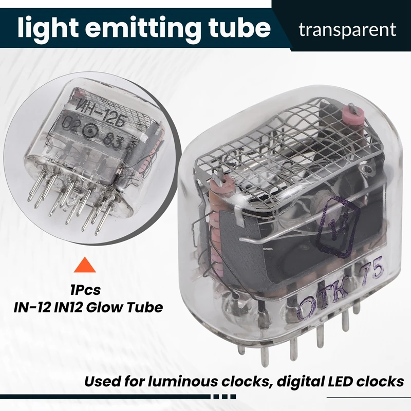 Y43A-1Pcs New IN-12 IN12 Glow Tube For Glow Clock Nixie Digital LED Clock With Decimal Point