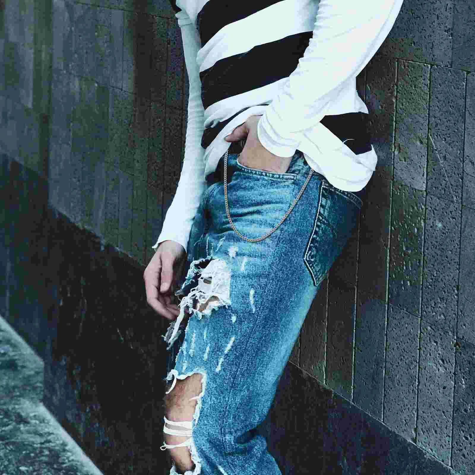 Hand Chain Wallet Men's Trouser Jeans Plus Size Belts Metal Waistcoat Trousers Pants