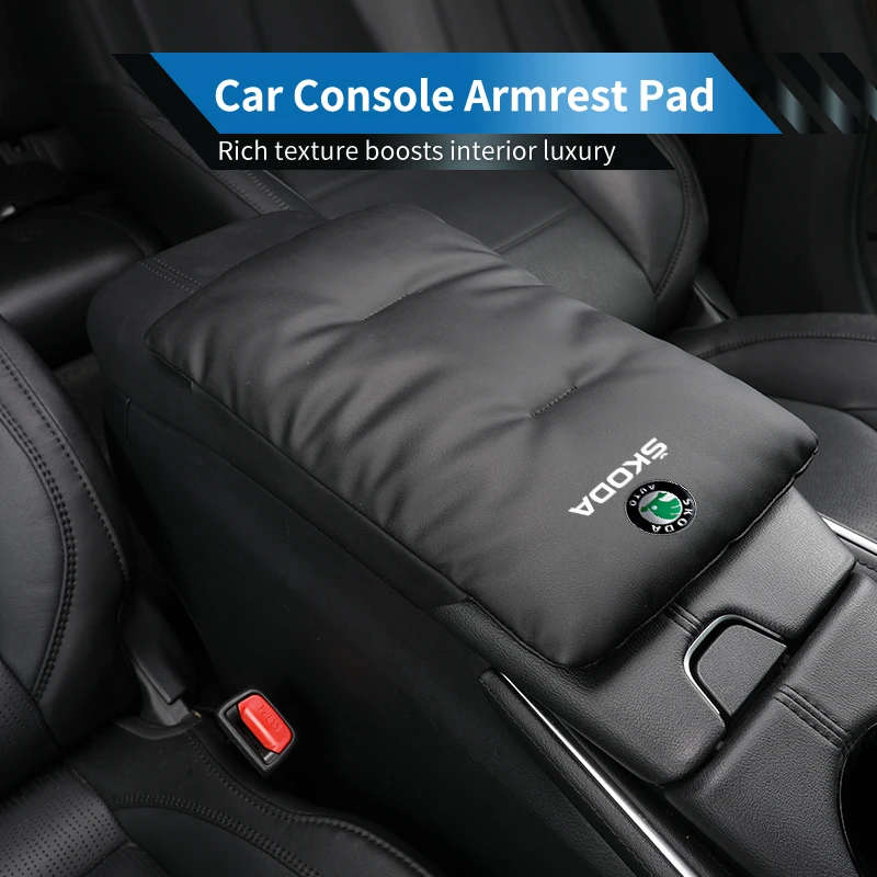 Car Velvet Armrest Pad Console Protector Cover Elbow Rest Mat Accessories For Skoda Octavia Rapid Kodiaq Superb Derivative Karoq view 2