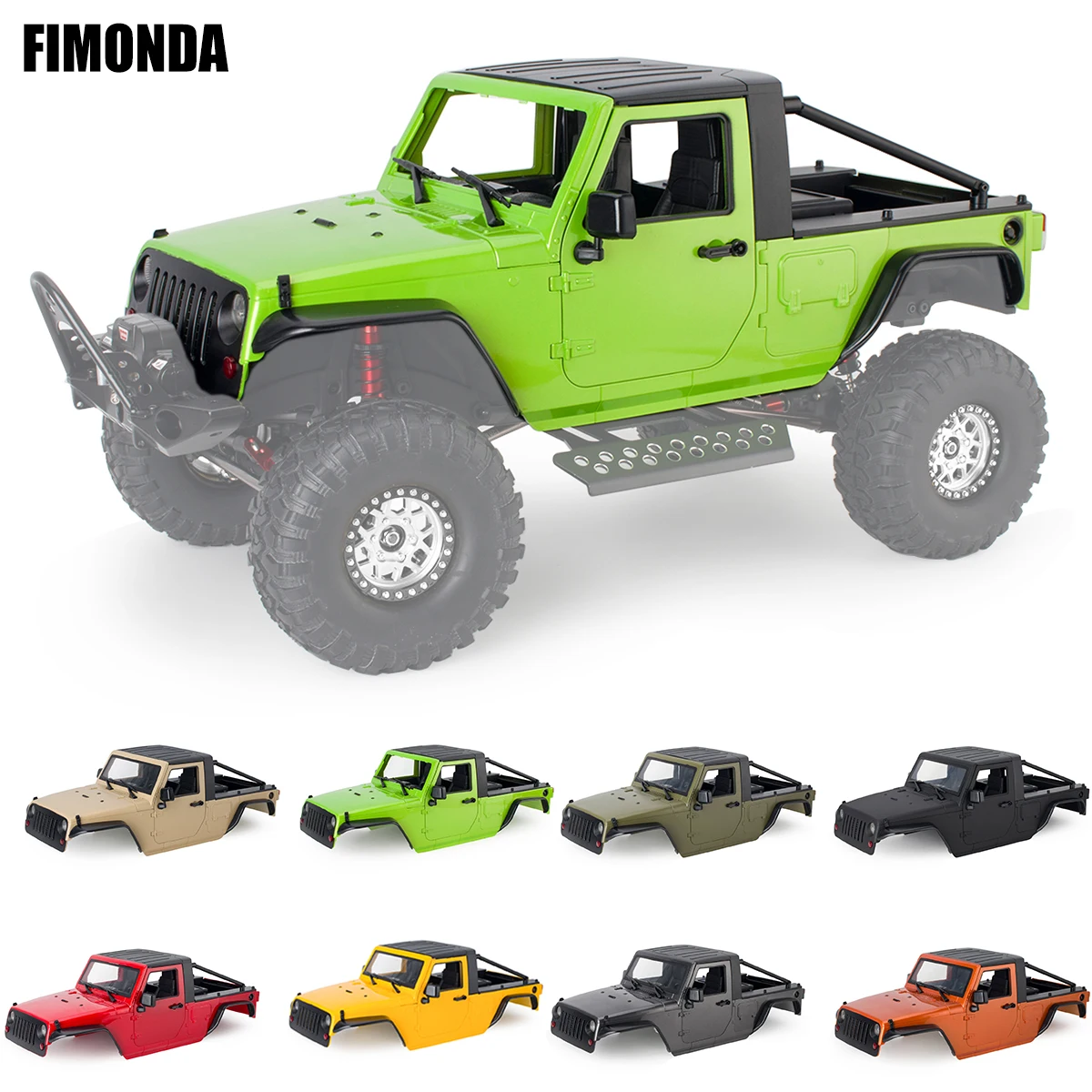 1/10 RC Crawler Body Shell Kit - 12.3in (313mm) Wheelbase for Axial SCX10, SCX10 II & 90046 (Wrangler Style)
