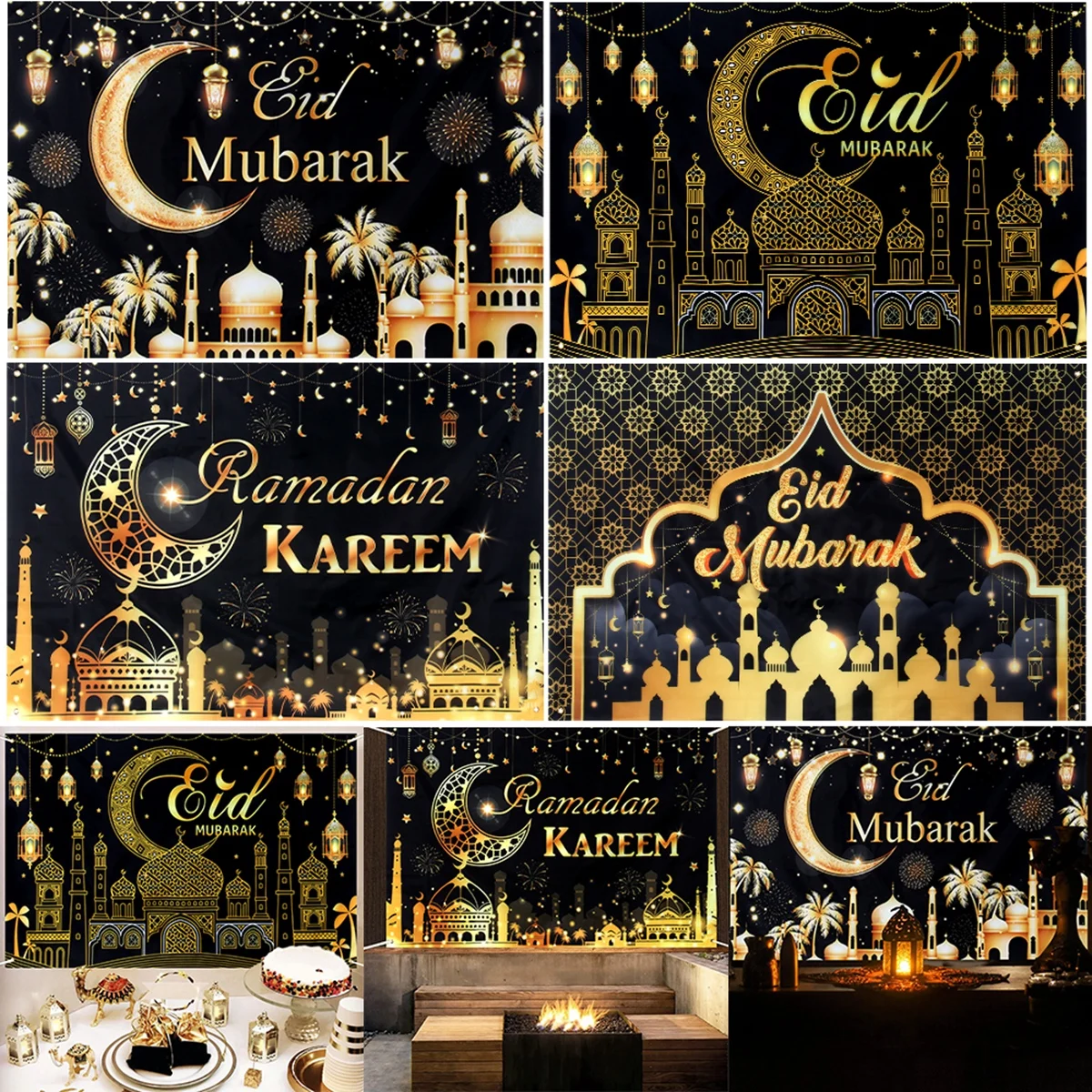 2025 Eid Mubarak Decoration Backdrop Ramadan Decor For Home Islamic Muslim Party Supplies Ramadan Kareem Background Eid Al Adha