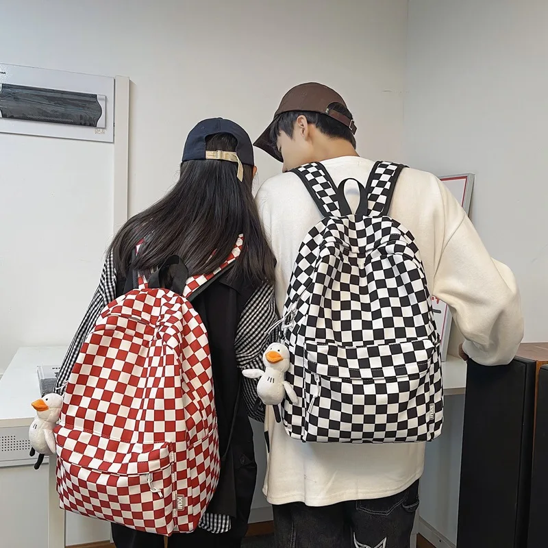 Effen Kleur Schooltas Rugzak Jongens Meisjes Junior Middelbare Scholieren Plaid Student Schooltas Nieuwe Japanse Rugzak