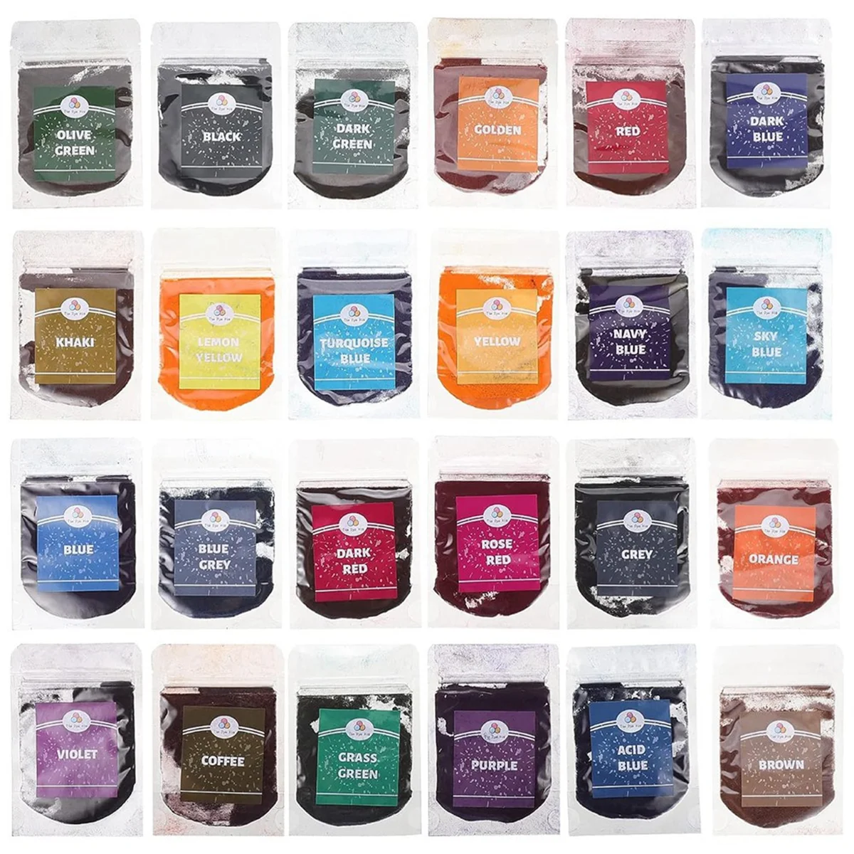 24 Bags of 24 Colors Permanent Tie Dye Pigment Powder for Paint Dye Soap Making Nail Polish Epoxy Resin Candle Making