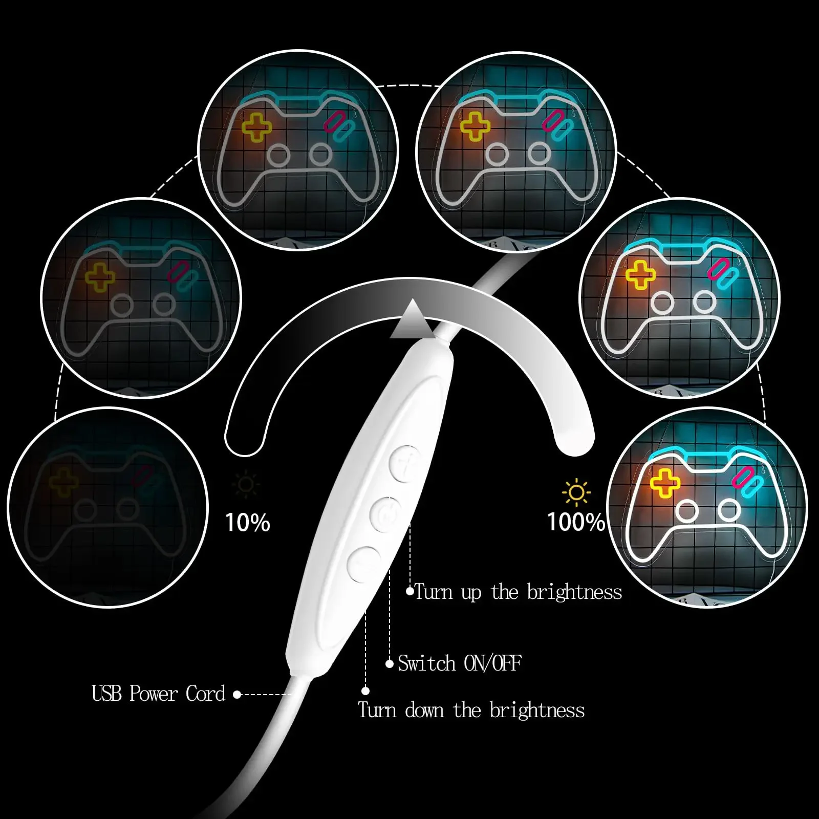 Game Neon Sign Gamepad Shape Signs for Game Room Wall Bedroom Decor, for Boys Gamer Gifts Teen Gaming Zone Party Decor
