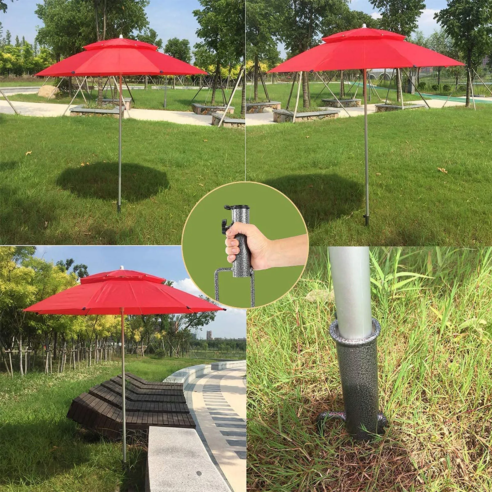 Outdoor Parasol Stand Spike Parasol Ground Plug Multifunction Umbrella Base For Beach Fishing Garden Fixed Umbrella Bases