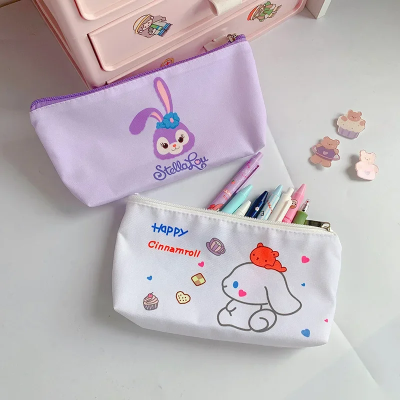 Disney Stitch Fresh Storage Bag Cosmetics Makeup Bag Cartoon Simple Pencil Case Anime Winnie Stationery Zipper Wash Storage Bag