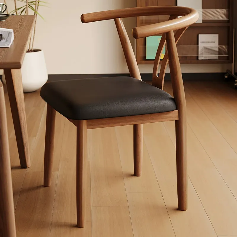 Living Room Backrest Chair Household Dining Chair Modern Dining Table Chairs Ironwork Imitation Solid Wood Coffee Chair