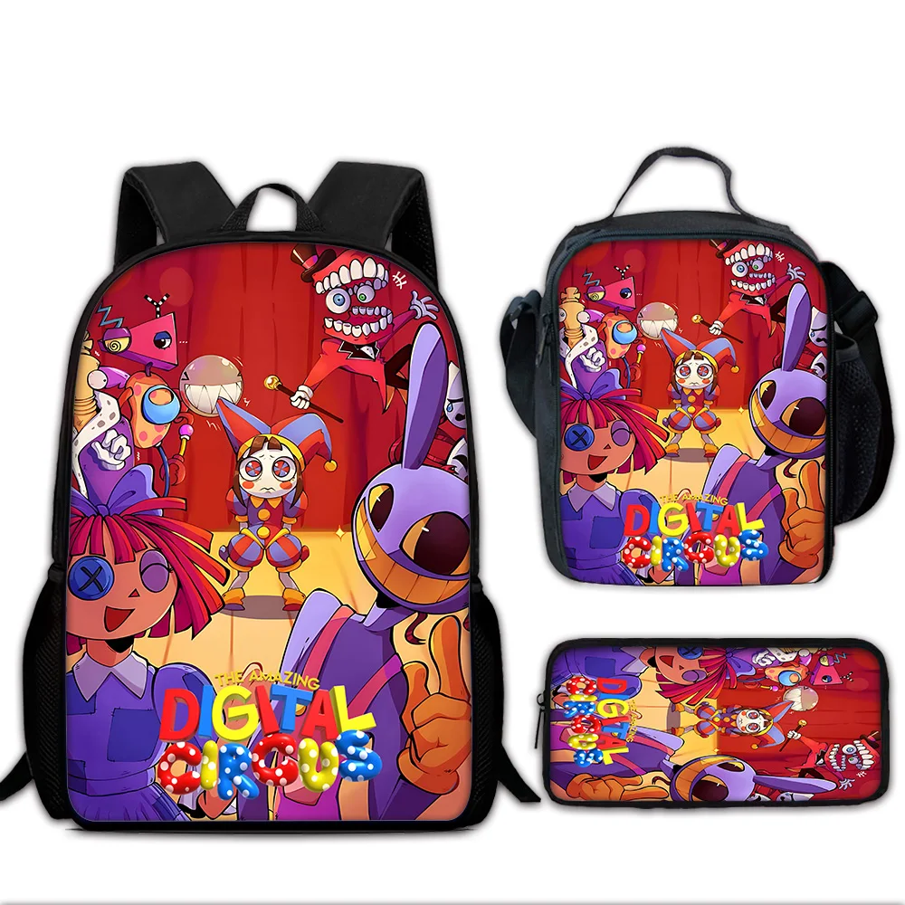 Mochila escolar para niños de Cartoon A-AmazingS DigitalS Circus con bolsas para el almuerzo, bolsas para lápices, mochilas escolares para niños y niñas, el mejor regalo