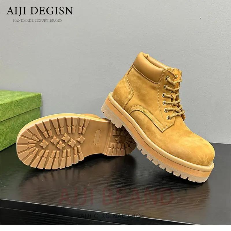 

Male Desert Outdoor Youth Oxford Ankle Boots Handmade Men's Shoes Thick Sole Casual Genuine Leather Work Motorcycle Boots