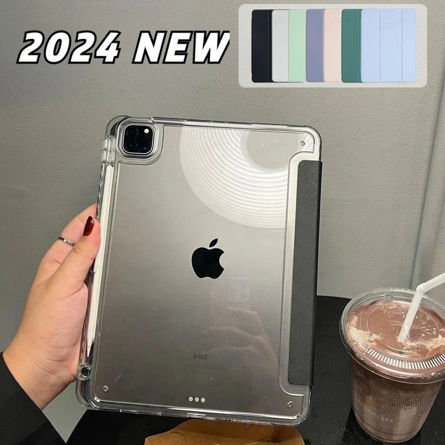 Casing untuk iPad generasi ke-10 2022 Funda iPad Pro 11 13 M4 2024 M2 iPad Air 13 11 Air 5 4 generasi 9 8 7 Pro 12.9 Mini 6 penutup