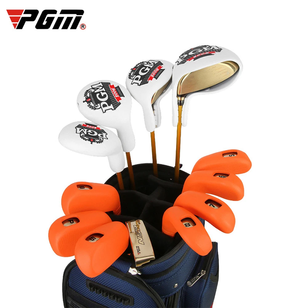 1pcs/8pcs PGM Golf Club Head Cover Soft Durable Golf Club Protective Cover PU Leather Waterproof 6 Colors