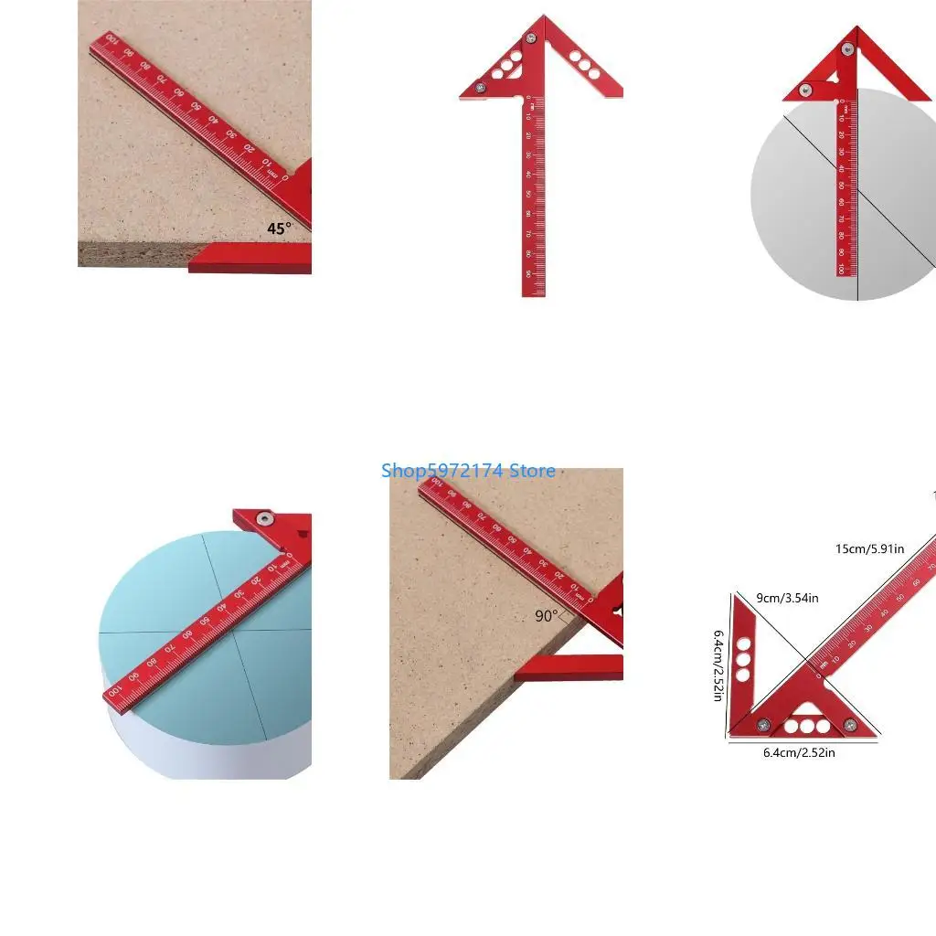 Y3NB Carpenter Square 150mm MultifunctionalProtractor Aluminium Alloy Try Square Triangles Carpenter Square Ruler Woodworking