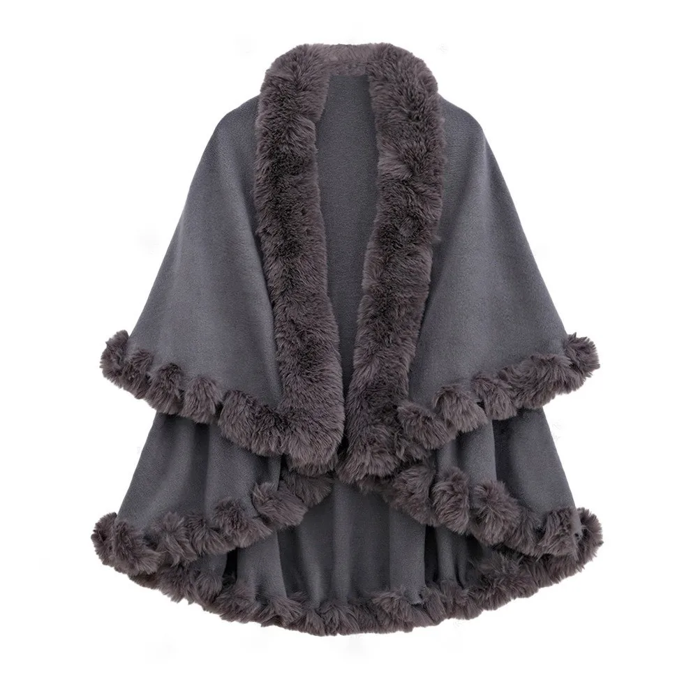 

Fashion Faux Rabbit Fur Winter Women Wraps Long Loose Warm Shawl Outerwear Thick Warm Overcoat
