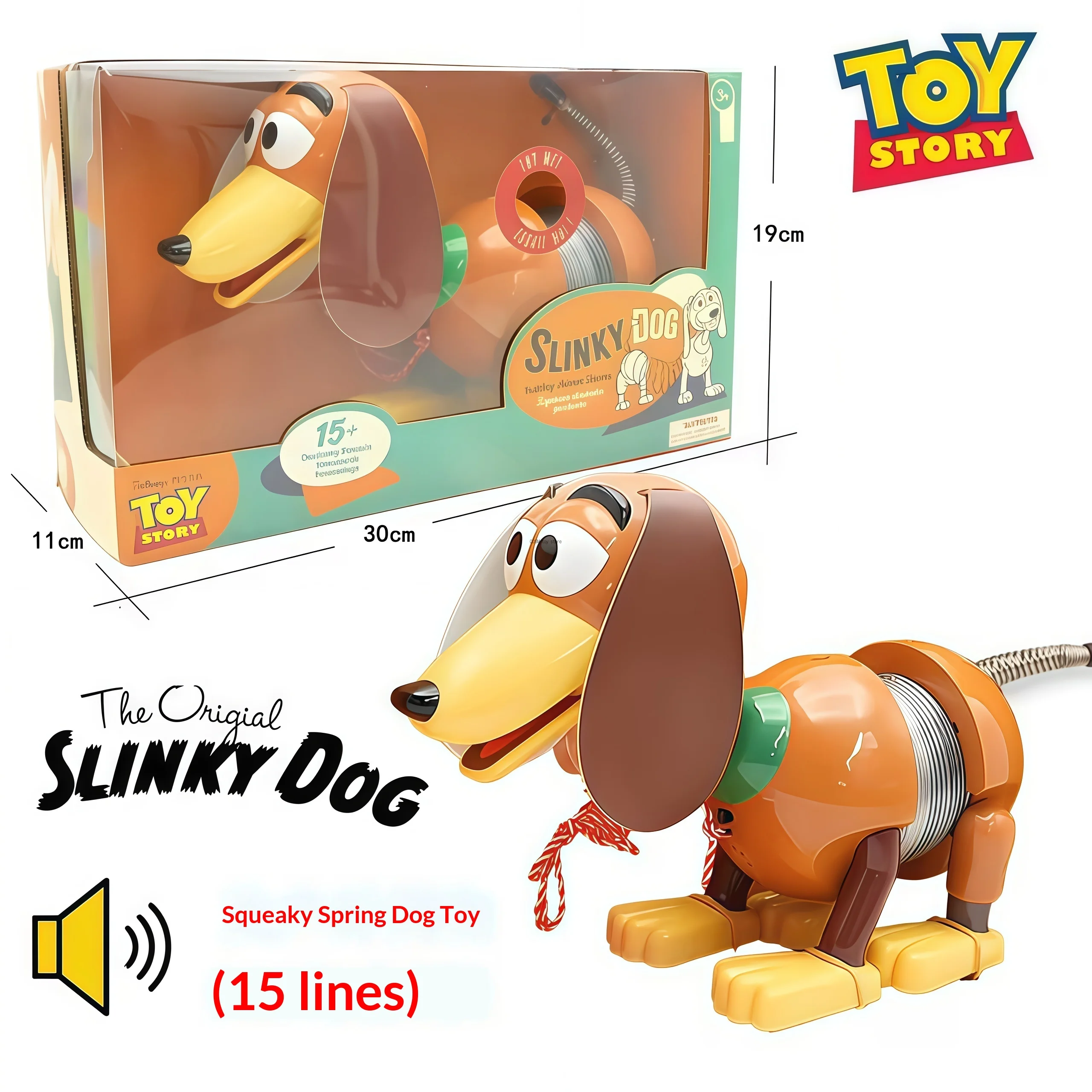 Игрушка Disney Pixar Toy Story Slinky Dog: говорящая игрушка-перетягивашка с 15 фразами из фильма, выдвижным пружинным телом, коллекционная фигурка, подарок